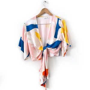 **SOLD** NWT Glou Printed Chiquita Tie Up wrap top